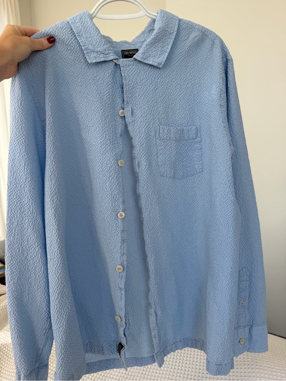 Todd Snyder Sky Blue Seersucker Button-Down Shirt